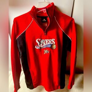 ADIDAS Philadelphia Retro Logo 76ers NBA Red 1/4 zip Fleece Sweatshirt Women’s L
